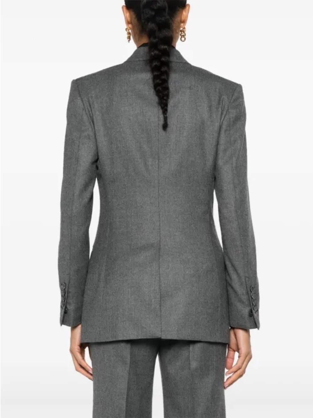 Tie For Her Wool Blend Gray Double Breasted Suit Jacket Blazer - Picture 5 of 10
